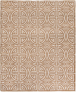 Light Brown and Ivory 7' 10 x 10' Chenille Jute Rectangle Area Rug Vintage Distressed Boho All Natural Eco-Friendly Sustainable Carpet for Living Dining Office Dorm Rooms for Sale at Rug Engine