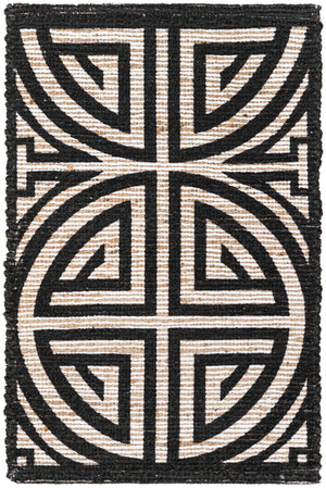 Black and Ivory 2' x 3' 1 Chenille Jute Rectangle Area Rug Vintage Distressed Boho All Natural Eco-Friendly Sustainable Carpet for Living Dining Office Dorm Rooms for Sale at Rug Engine