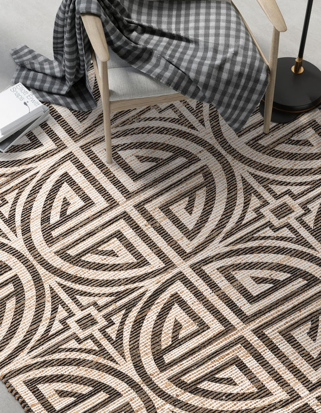 Black and Ivory 9' x 12' Chenille Jute Rectangle Area Rug Vintage Distressed Boho All Natural Eco-Friendly Sustainable Carpet for Living Dining Office Dorm Rooms for Sale at Rug Engine