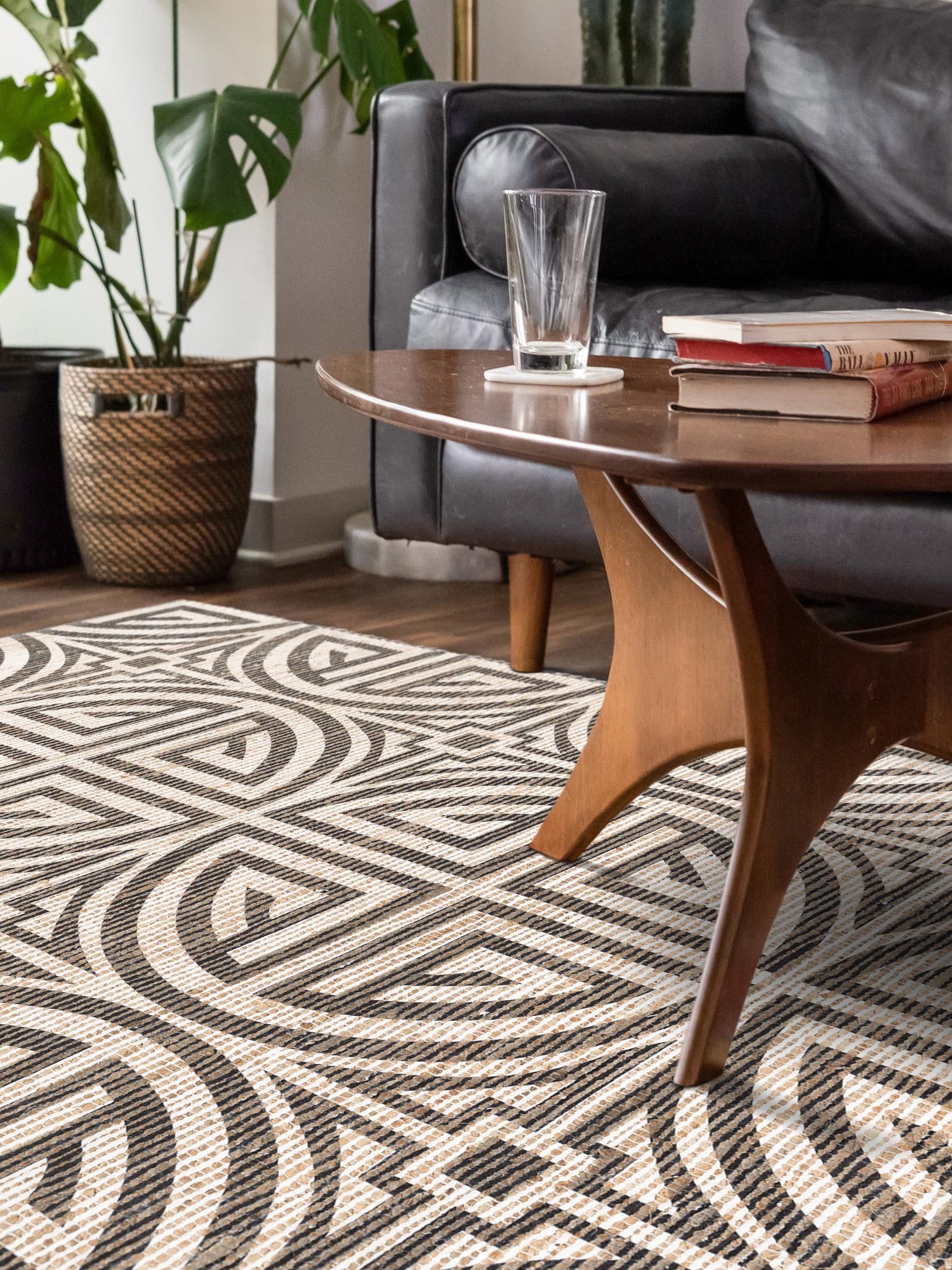 Black and Ivory 9' x 12' Chenille Jute Rectangle Area Rug Vintage Distressed Boho All Natural Eco-Friendly Sustainable Carpet for Living Dining Office Dorm Rooms for Sale at Rug Engine