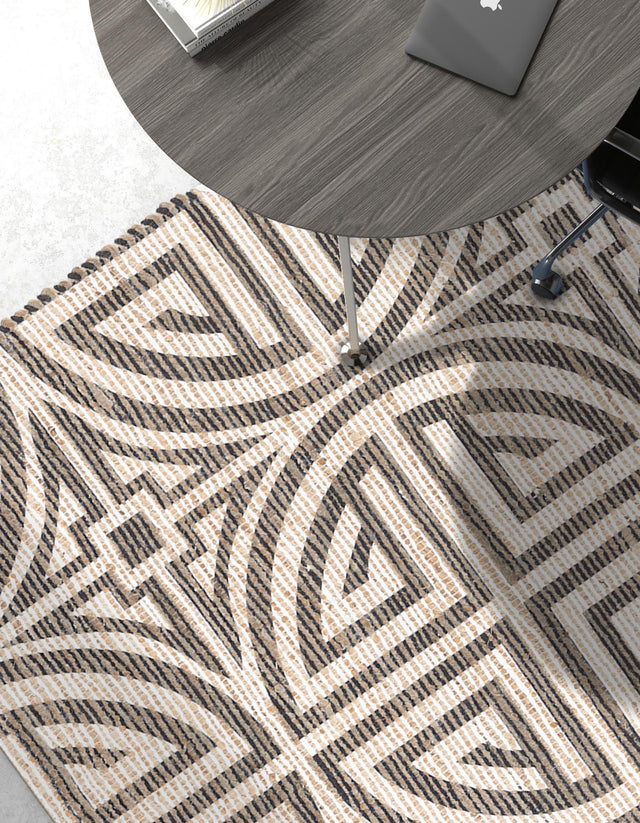 Black and Ivory 9' x 12' Chenille Jute Rectangle Area Rug Vintage Distressed Boho All Natural Eco-Friendly Sustainable Carpet for Living Dining Office Dorm Rooms for Sale at Rug Engine
