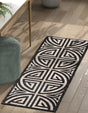 Black and Ivory 2' 2 x 6' 1 Chenille Jute Runner Area Rug Vintage Distressed Boho All Natural Eco-Friendly Sustainable Carpet for Living Dining Office Dorm Rooms for Sale at Rug Engine