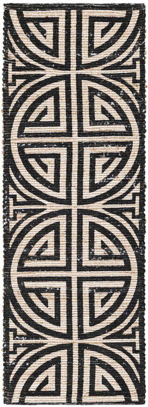 Black and Ivory 2' 2 x 6' 1 Chenille Jute Runner Area Rug Vintage Distressed Boho All Natural Eco-Friendly Sustainable Carpet for Living Dining Office Dorm Rooms for Sale at Rug Engine
