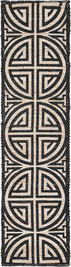 Black and Ivory 2' 2 x 8' Chenille Jute Runner Area Rug Vintage Distressed Boho All Natural Eco-Friendly Sustainable Carpet for Living Dining Office Dorm Rooms for Sale at Rug Engine