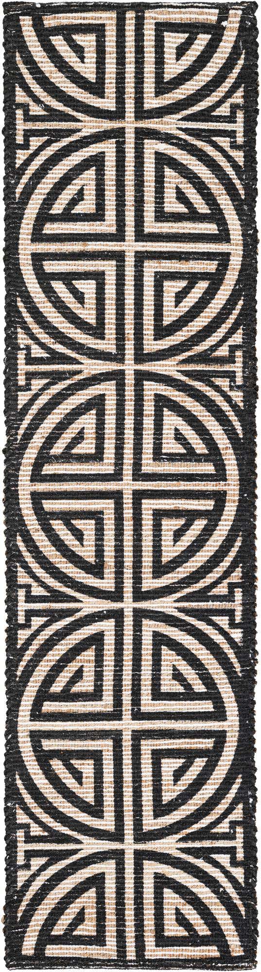 Black and Ivory 2' 2 x 8' Chenille Jute Runner Area Rug Vintage Distressed Boho All Natural Eco-Friendly Sustainable Carpet for Living Dining Office Dorm Rooms for Sale at Rug Engine