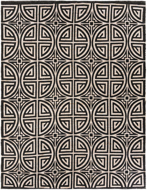 Black and Ivory 9' x 12' Chenille Jute Rectangle Area Rug Vintage Distressed Boho All Natural Eco-Friendly Sustainable Carpet for Living Dining Office Dorm Rooms for Sale at Rug Engine