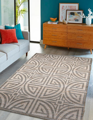 Gray and Ivory 7' 10 x 10' Chenille Jute Rectangle Area Rug Vintage Distressed Boho All Natural Eco-Friendly Sustainable Carpet for Living Dining Office Dorm Rooms for Sale at Rug Engine