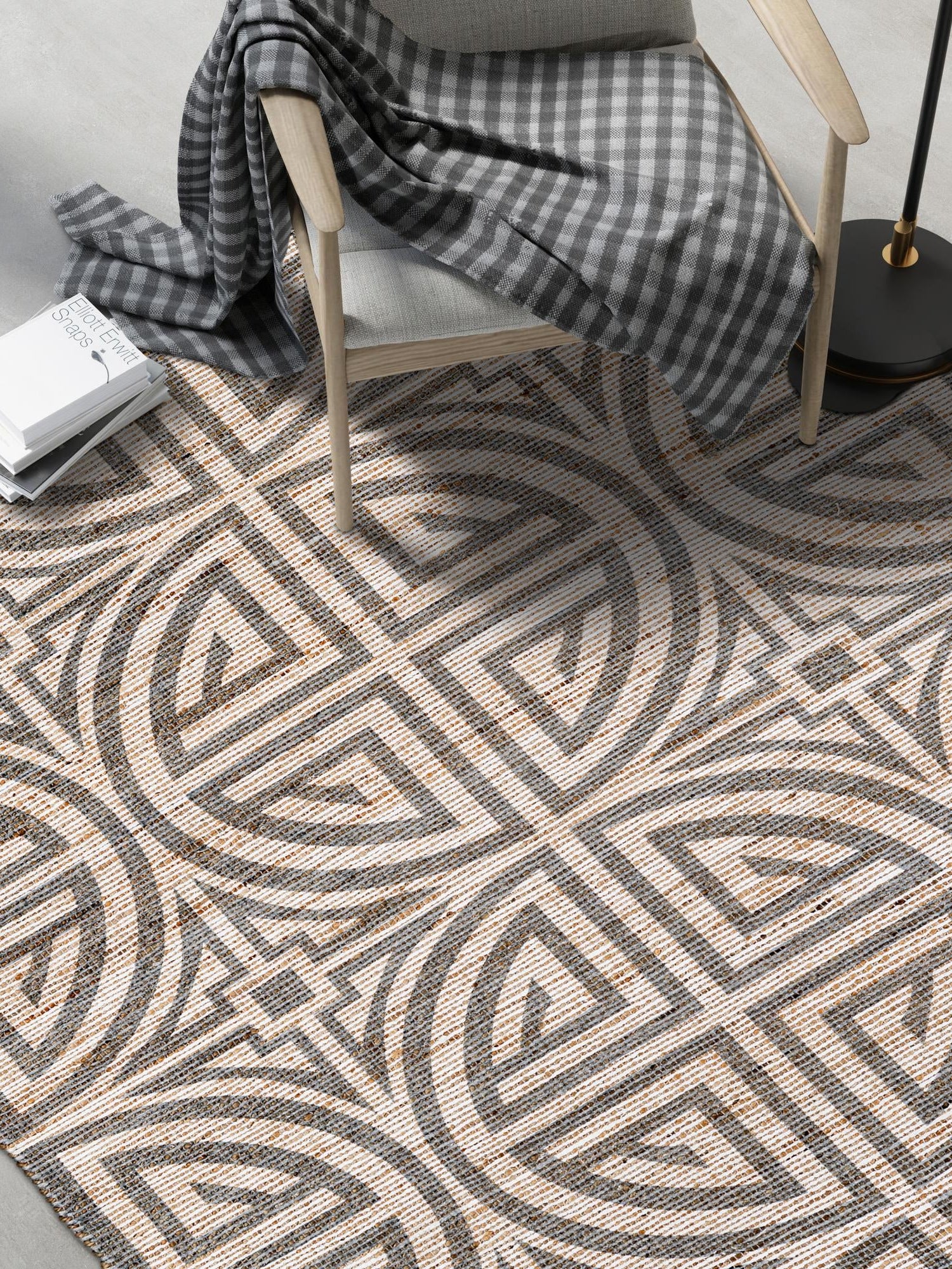 Gray and Ivory 5' 1 x 8' Chenille Jute Rectangle Area Rug Vintage Distressed Boho All Natural Eco-Friendly Sustainable Carpet for Living Dining Office Dorm Rooms for Sale at Rug Engine