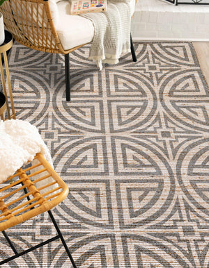Gray and Ivory 4' 1 x 6' 1 Chenille Jute Rectangle Area Rug Vintage Distressed Boho All Natural Eco-Friendly Sustainable Carpet for Living Dining Office Dorm Rooms for Sale at Rug Engine