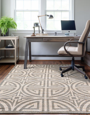 Gray and Ivory 5' 1 x 8' Chenille Jute Rectangle Area Rug Vintage Distressed Boho All Natural Eco-Friendly Sustainable Carpet for Living Dining Office Dorm Rooms for Sale at Rug Engine