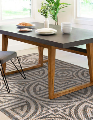 Gray and Ivory 5' 1 x 8' Chenille Jute Rectangle Area Rug Vintage Distressed Boho All Natural Eco-Friendly Sustainable Carpet for Living Dining Office Dorm Rooms for Sale at Rug Engine