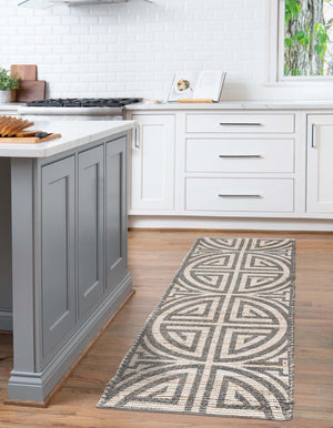 Gray and Ivory 2' 2 x 8' Chenille Jute Runner Area Rug Vintage Distressed Boho All Natural Eco-Friendly Sustainable Carpet for Living Dining Office Dorm Rooms for Sale at Rug Engine