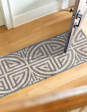 Gray and Ivory 2' 2 x 6' 1 Chenille Jute Runner Area Rug Vintage Distressed Boho All Natural Eco-Friendly Sustainable Carpet for Living Dining Office Dorm Rooms for Sale at Rug Engine