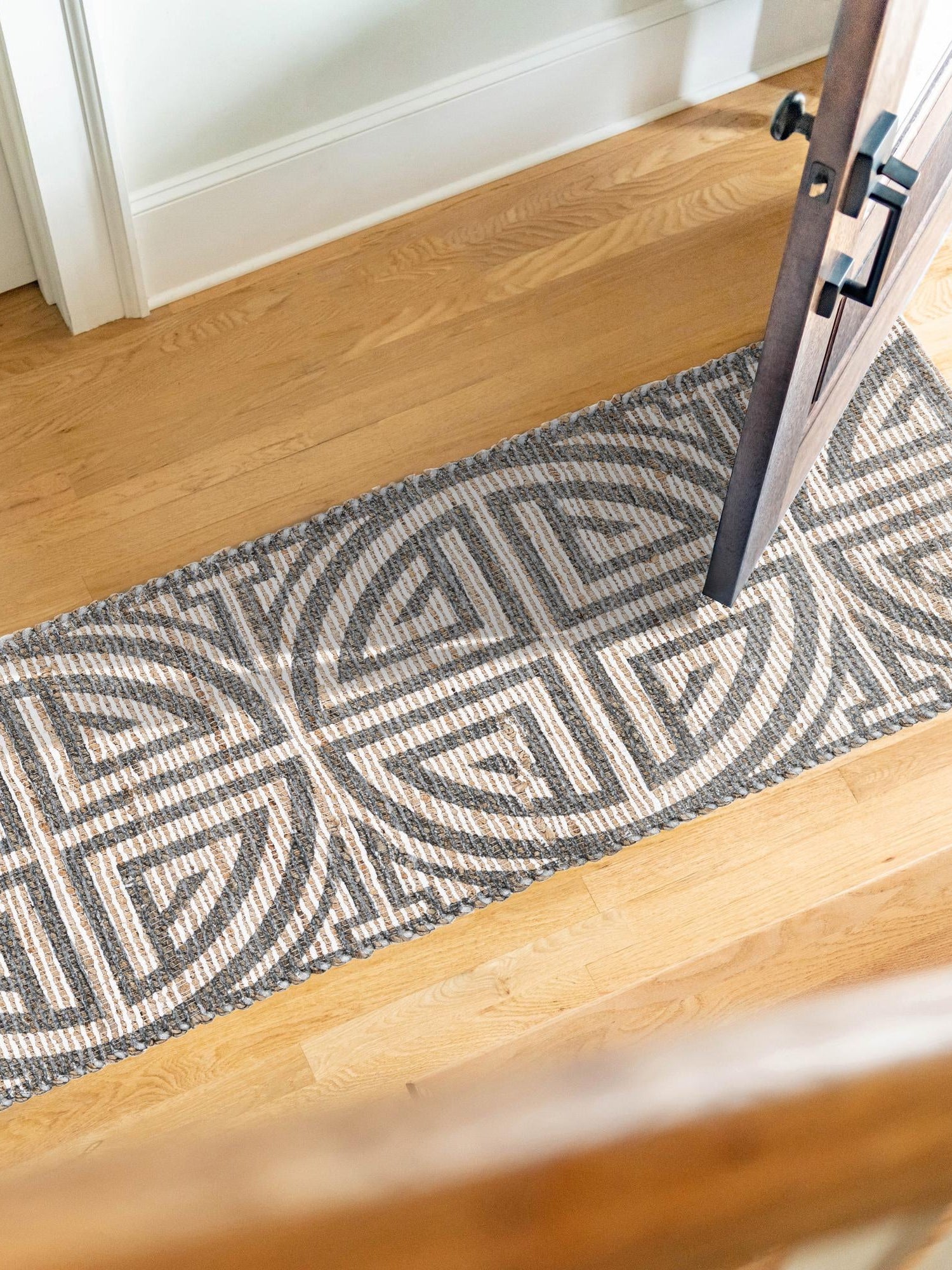Gray and Ivory 2' 2 x 8' Chenille Jute Runner Area Rug Vintage Distressed Boho All Natural Eco-Friendly Sustainable Carpet for Living Dining Office Dorm Rooms for Sale at Rug Engine