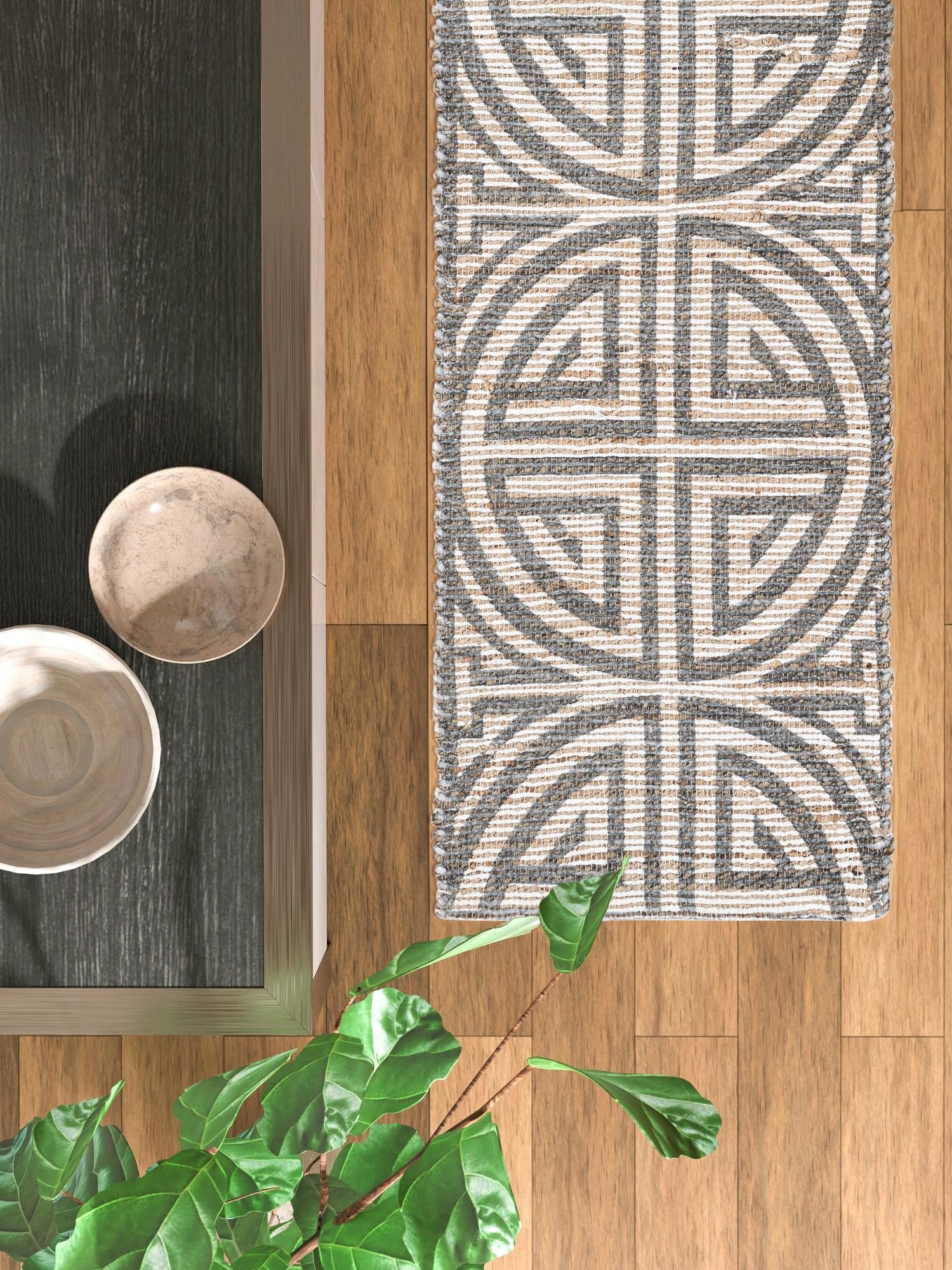 Gray and Ivory 2' 2 x 8' Chenille Jute Runner Area Rug Vintage Distressed Boho All Natural Eco-Friendly Sustainable Carpet for Living Dining Office Dorm Rooms for Sale at Rug Engine
