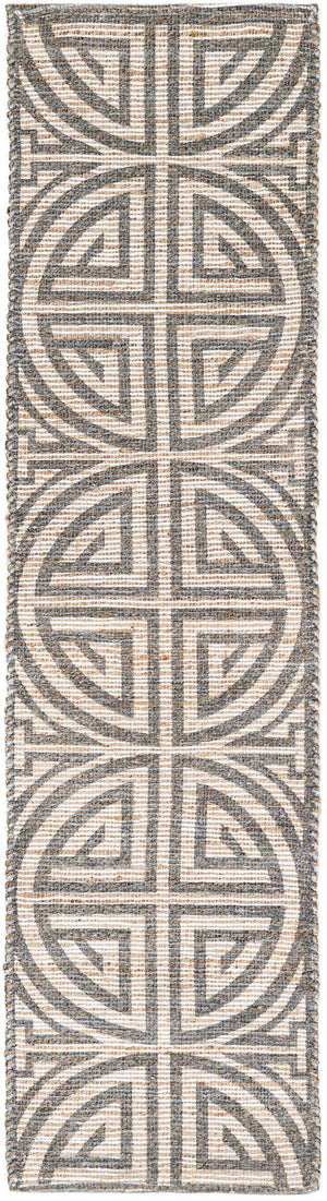 Gray and Ivory 2' 2 x 8' Chenille Jute Runner Area Rug Vintage Distressed Boho All Natural Eco-Friendly Sustainable Carpet for Living Dining Office Dorm Rooms for Sale at Rug Engine
