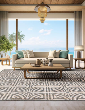 Gray and Ivory 7' 10 x 7' 10 Chenille Jute Square Area Rug Vintage Distressed Boho All Natural Eco-Friendly Sustainable Carpet for Living Dining Office Dorm Rooms for Sale at Rug Engine