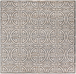 Gray and Ivory 7' 10 x 7' 10 Chenille Jute Square Area Rug Vintage Distressed Boho All Natural Eco-Friendly Sustainable Carpet for Living Dining Office Dorm Rooms for Sale at Rug Engine