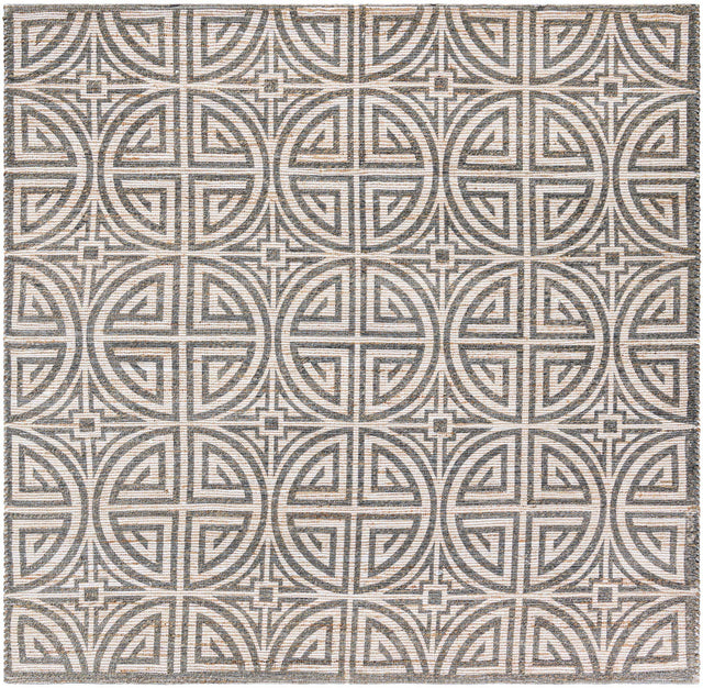 Gray and Ivory 7' 10 x 7' 10 Chenille Jute Square Area Rug Vintage Distressed Boho All Natural Eco-Friendly Sustainable Carpet for Living Dining Office Dorm Rooms for Sale at Rug Engine