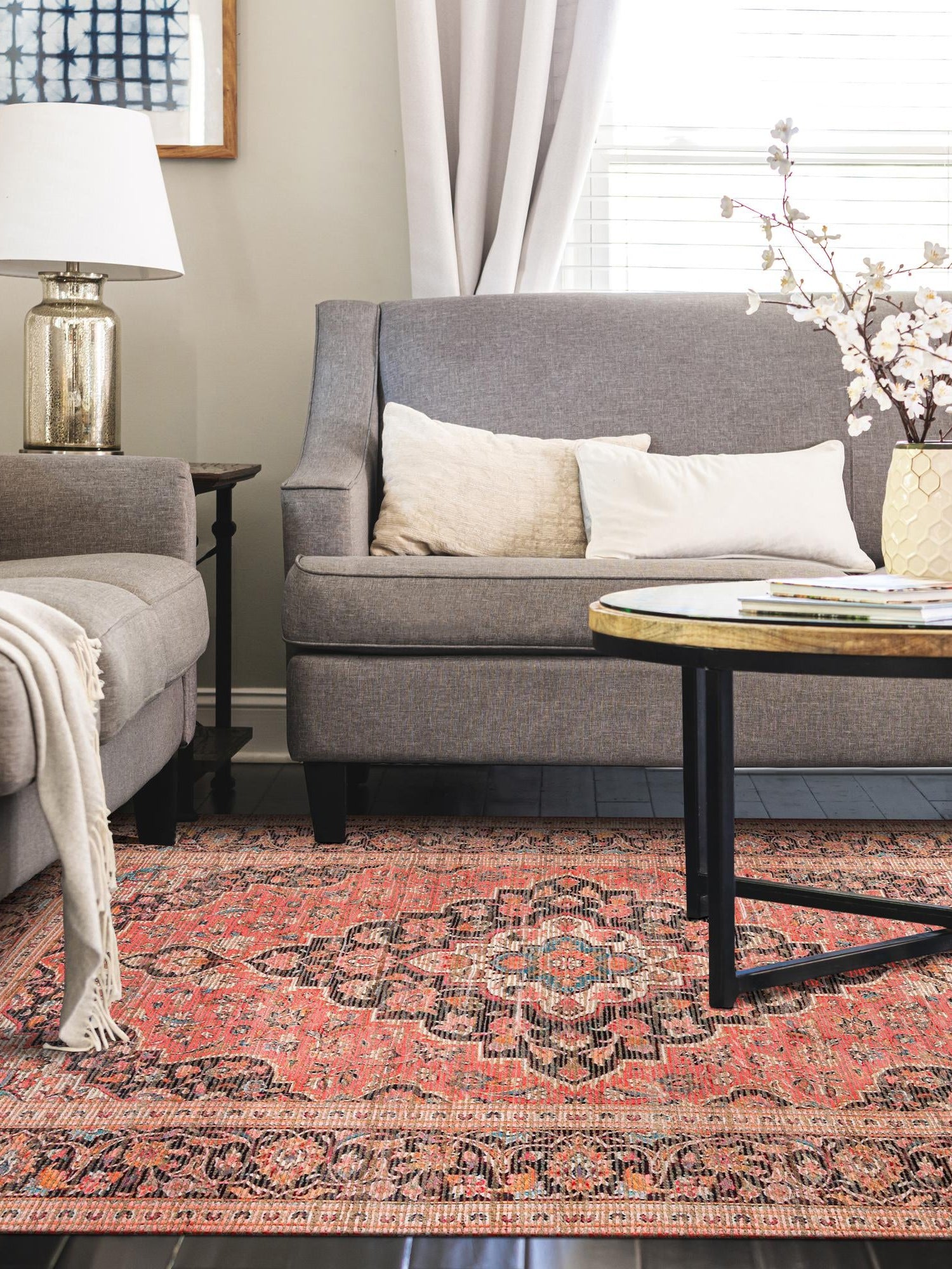 Red 9' x 12' Chenille Jute Rectangle Area Rug Vintage Distressed Boho All Natural Eco-Friendly Sustainable Carpet for Living Dining Office Dorm Rooms for Sale at Rug Engine
