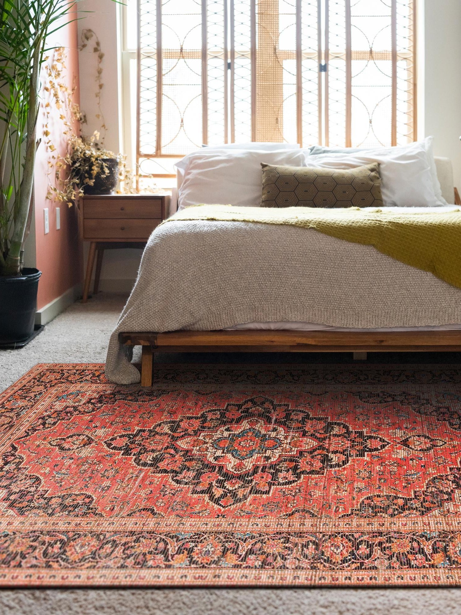 Red 9' x 12' Chenille Jute Rectangle Area Rug Vintage Distressed Boho All Natural Eco-Friendly Sustainable Carpet for Living Dining Office Dorm Rooms for Sale at Rug Engine