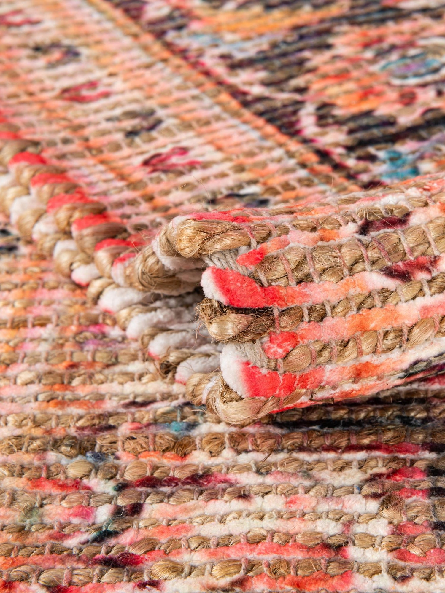 Red 9' x 12' Chenille Jute Rectangle Area Rug Vintage Distressed Boho All Natural Eco-Friendly Sustainable Carpet for Living Dining Office Dorm Rooms for Sale at Rug Engine