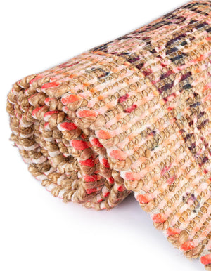 Red 9' x 12' Chenille Jute Rectangle Area Rug Vintage Distressed Boho All Natural Eco-Friendly Sustainable Carpet for Living Dining Office Dorm Rooms for Sale at Rug Engine