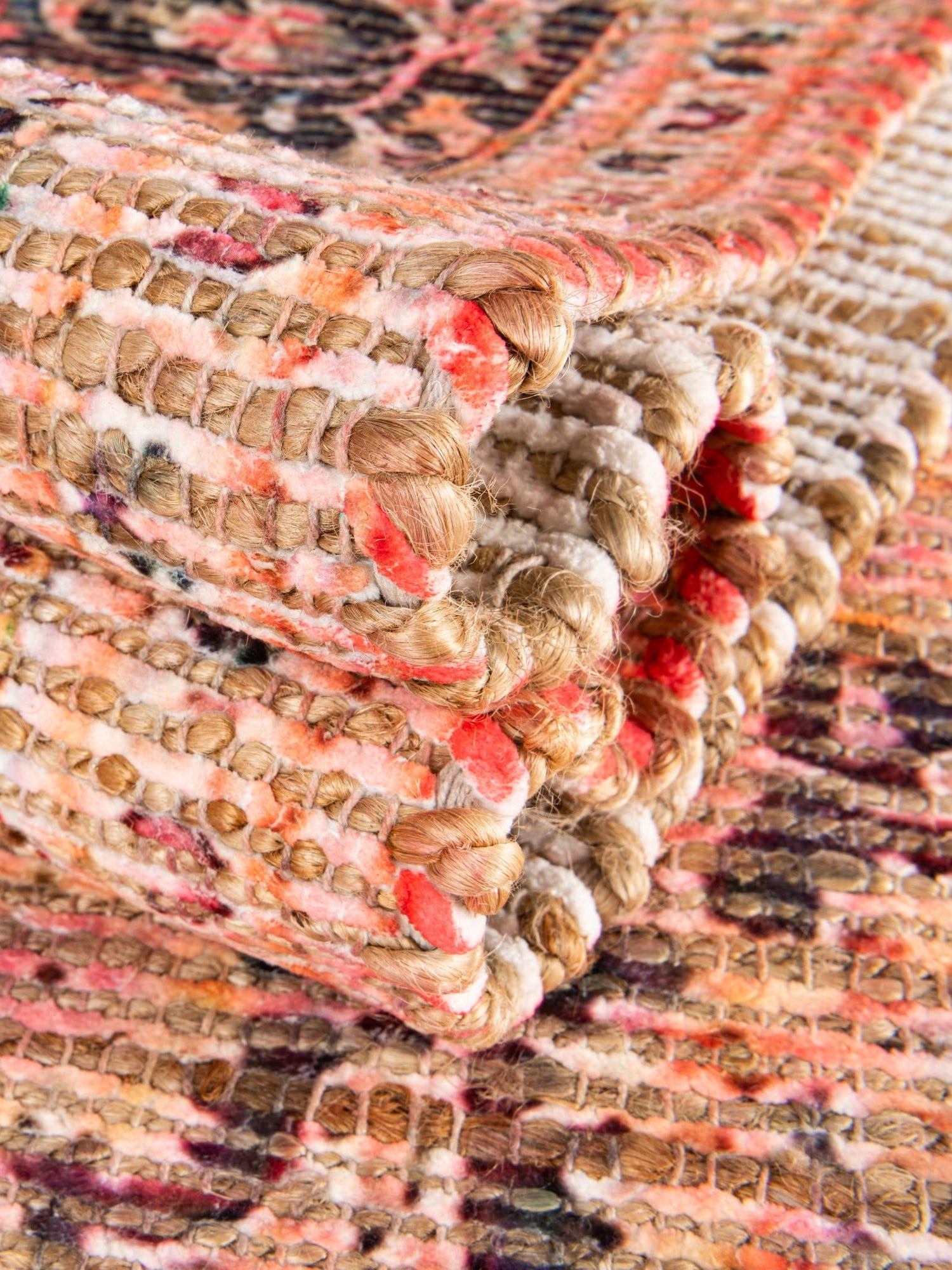 Red 9' x 12' Chenille Jute Rectangle Area Rug Vintage Distressed Boho All Natural Eco-Friendly Sustainable Carpet for Living Dining Office Dorm Rooms for Sale at Rug Engine
