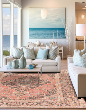 Red 7' 10 x 7' 10 Chenille Jute Square Area Rug Vintage Distressed Boho All Natural Eco-Friendly Sustainable Carpet for Living Dining Office Dorm Rooms for Sale at Rug Engine