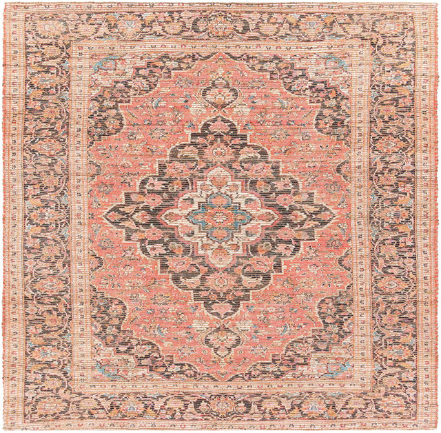 Red 7' 10 x 7' 10 Chenille Jute Square Area Rug Vintage Distressed Boho All Natural Eco-Friendly Sustainable Carpet for Living Dining Office Dorm Rooms for Sale at Rug Engine