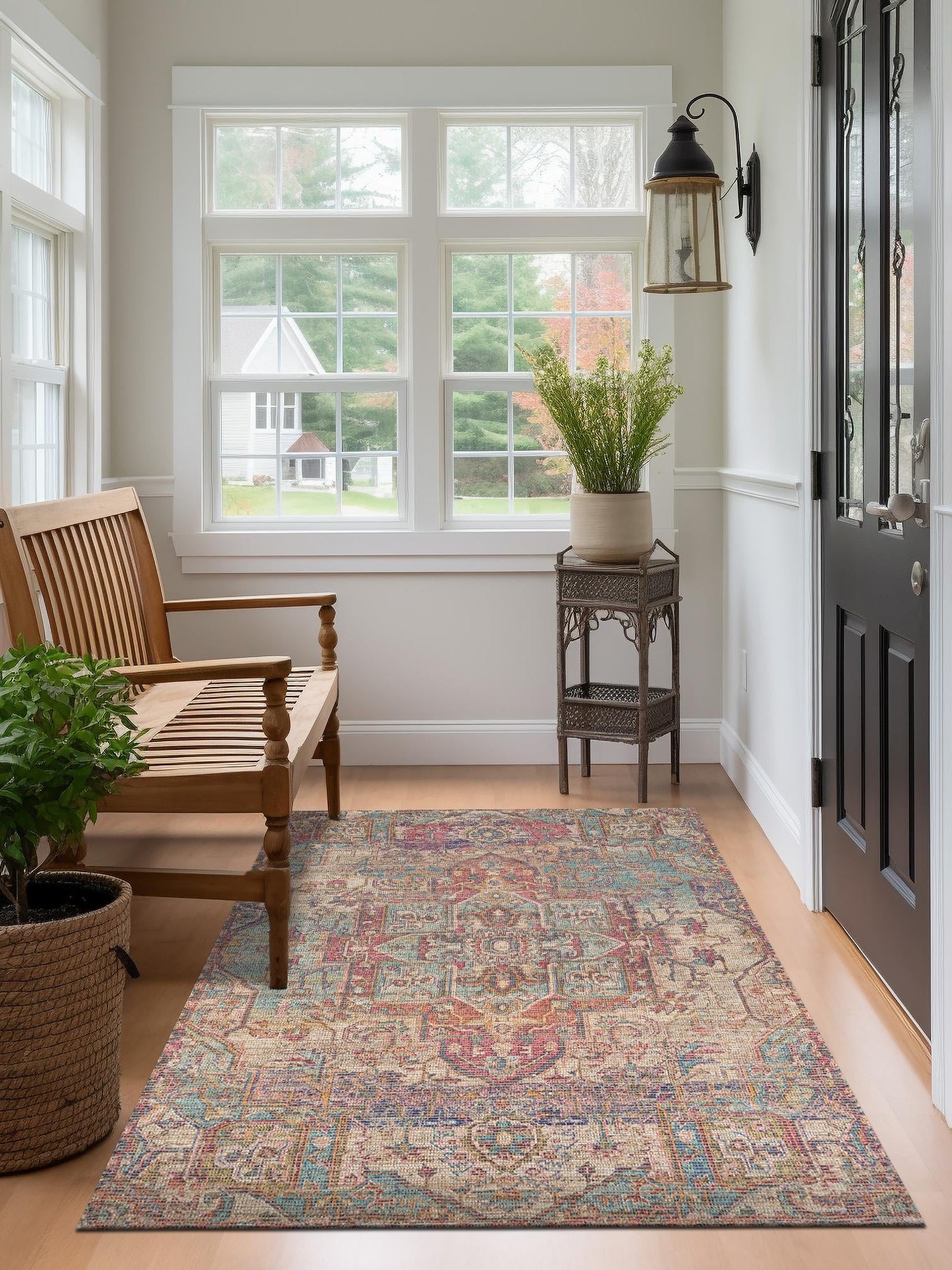 Antique Red and Blue 7' 10 x 10' Chenille Jute Rectangle Area Rug Vintage Distressed Boho All Natural Eco-Friendly Sustainable Carpet for Living Dining Office Dorm Rooms for Sale at Rug Engine