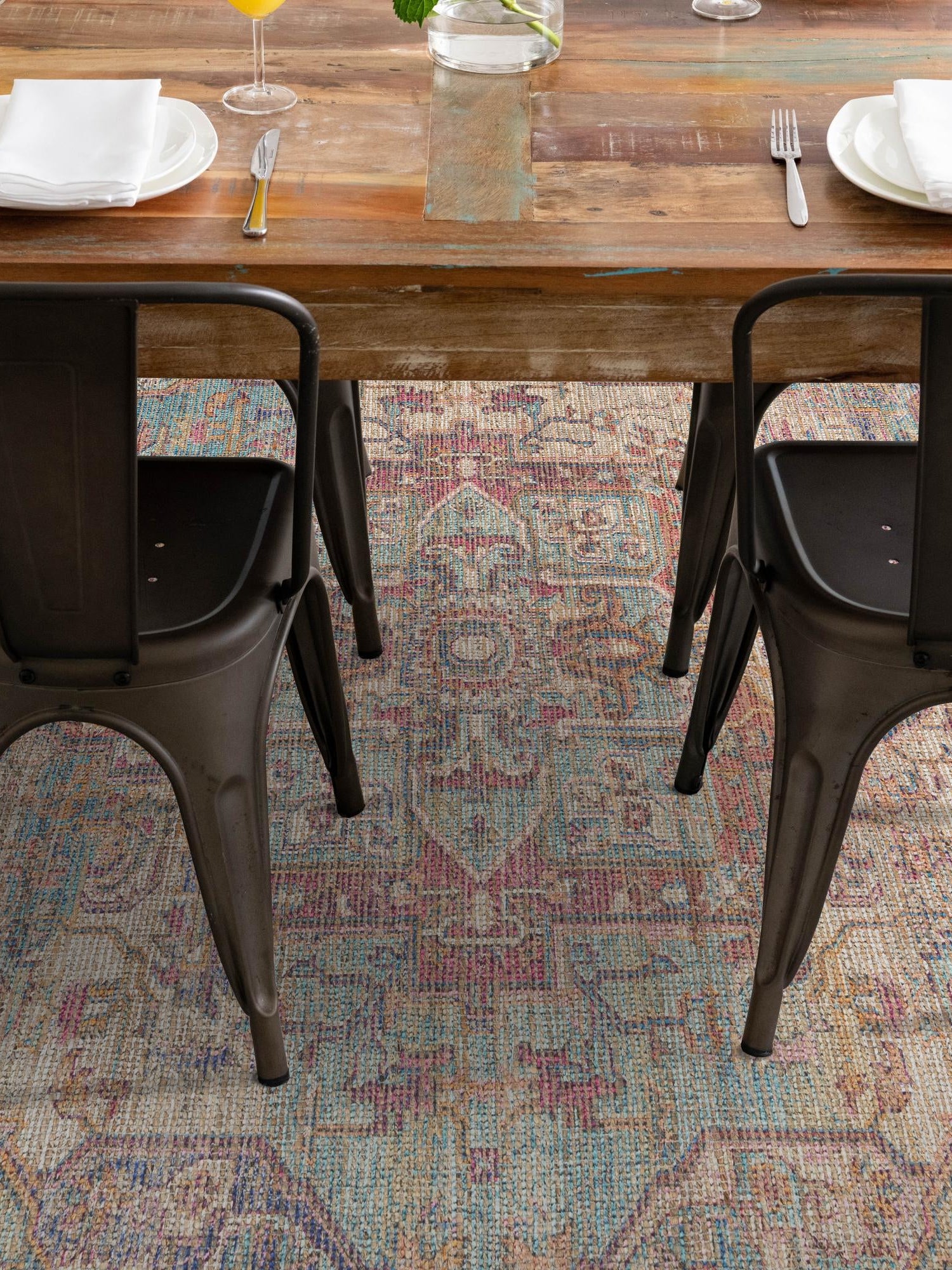 Antique Red and Blue 7' 10 x 10' Chenille Jute Rectangle Area Rug Vintage Distressed Boho All Natural Eco-Friendly Sustainable Carpet for Living Dining Office Dorm Rooms for Sale at Rug Engine