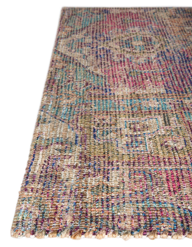 Antique Red and Blue 5' 1 x 8' Chenille Jute Rectangle Area Rug Vintage Distressed Boho All Natural Eco-Friendly Sustainable Carpet for Living Dining Office Dorm Rooms for Sale at Rug Engine