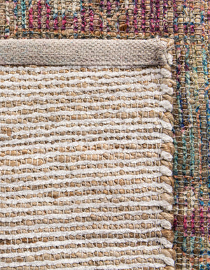 Antique Red and Blue 6' 1 x 9' Chenille Jute Rectangle Area Rug Vintage Distressed Boho All Natural Eco-Friendly Sustainable Carpet for Living Dining Office Dorm Rooms for Sale at Rug Engine