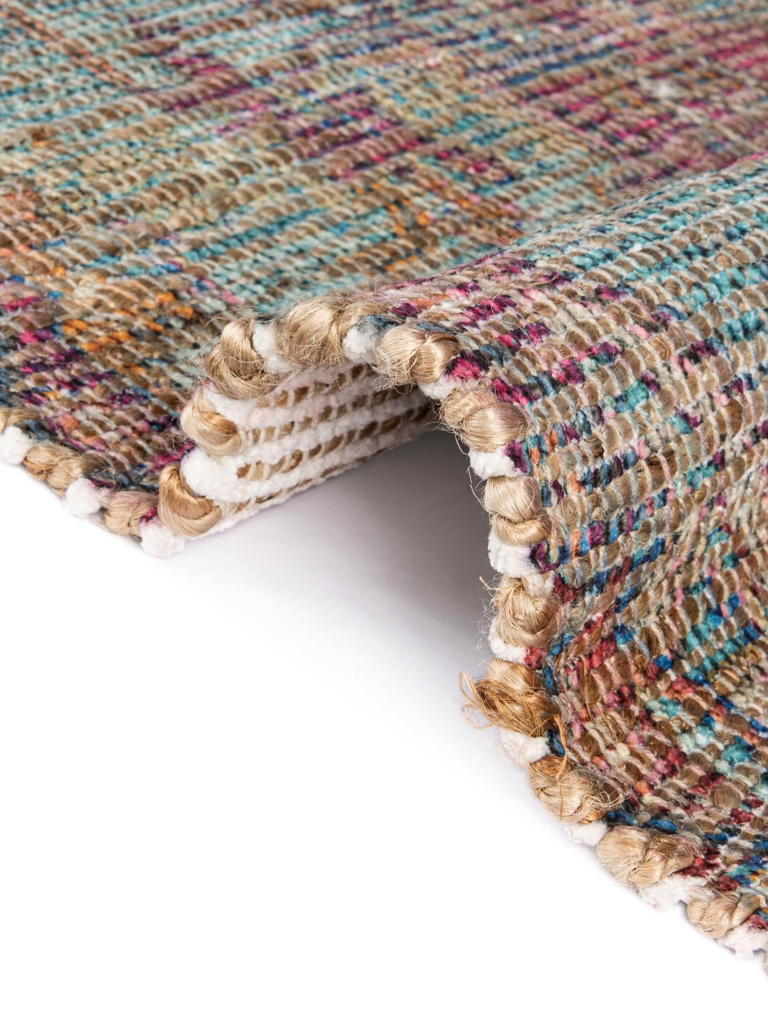 Antique Red and Blue 5' 1 x 8' Chenille Jute Rectangle Area Rug Vintage Distressed Boho All Natural Eco-Friendly Sustainable Carpet for Living Dining Office Dorm Rooms for Sale at Rug Engine