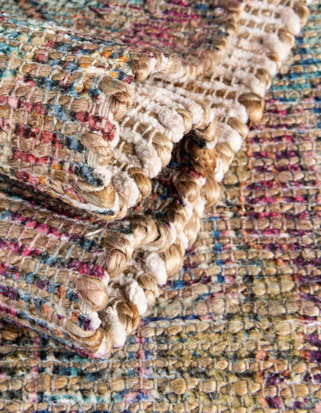 Antique Red and Blue 9' x 12' Chenille Jute Rectangle Area Rug Vintage Distressed Boho All Natural Eco-Friendly Sustainable Carpet for Living Dining Office Dorm Rooms for Sale at Rug Engine