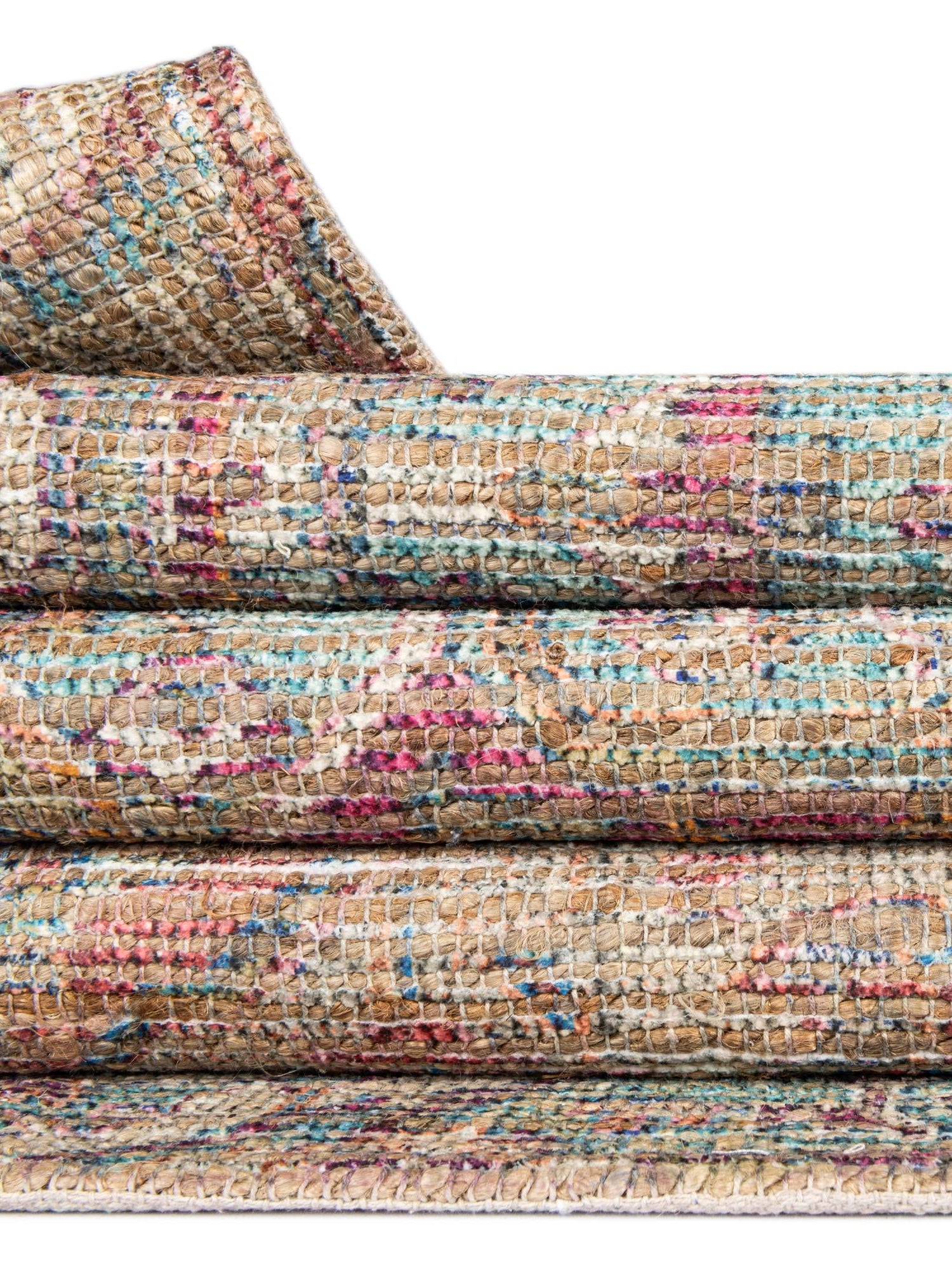 Antique Red and Blue 6' 1 x 9' Chenille Jute Rectangle Area Rug Vintage Distressed Boho All Natural Eco-Friendly Sustainable Carpet for Living Dining Office Dorm Rooms for Sale at Rug Engine