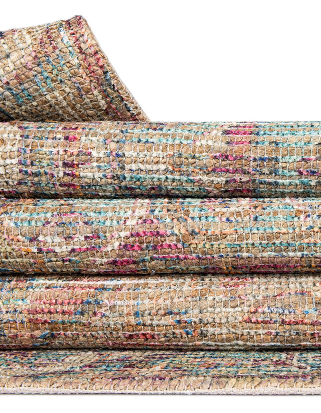 Antique Red and Blue 6' 1 x 9' Chenille Jute Rectangle Area Rug Vintage Distressed Boho All Natural Eco-Friendly Sustainable Carpet for Living Dining Office Dorm Rooms for Sale at Rug Engine