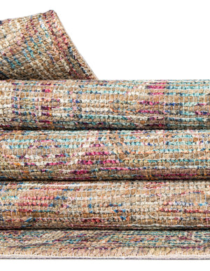 Antique Red and Blue 5' 1 x 8' Chenille Jute Rectangle Area Rug Vintage Distressed Boho All Natural Eco-Friendly Sustainable Carpet for Living Dining Office Dorm Rooms for Sale at Rug Engine