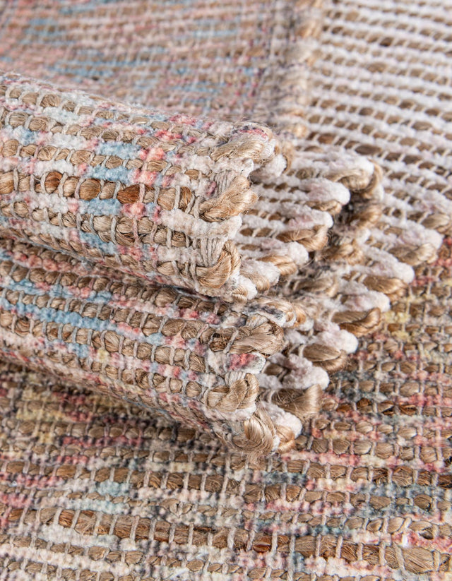 Antique Red and Blue 5' 1 x 8' Chenille Jute Rectangle Area Rug Vintage Distressed Boho All Natural Eco-Friendly Sustainable Carpet for Living Dining Office Dorm Rooms for Sale at Rug Engine