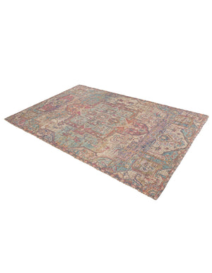 Antique Red and Blue 6' 1 x 9' Chenille Jute Rectangle Area Rug Vintage Distressed Boho All Natural Eco-Friendly Sustainable Carpet for Living Dining Office Dorm Rooms for Sale at Rug Engine