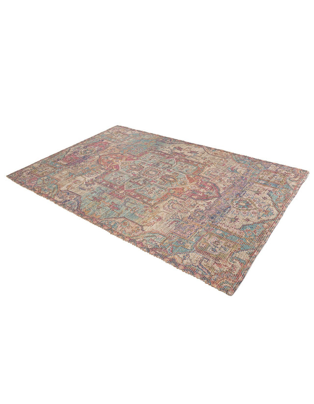 Antique Red and Blue 6' 1 x 9' Chenille Jute Rectangle Area Rug Vintage Distressed Boho All Natural Eco-Friendly Sustainable Carpet for Living Dining Office Dorm Rooms for Sale at Rug Engine
