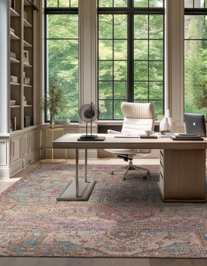Antique Red and Blue 7' 10 x 7' 10 Chenille Jute Square Area Rug Vintage Distressed Boho All Natural Eco-Friendly Sustainable Carpet for Living Dining Office Dorm Rooms for Sale at Rug Engine