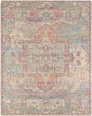 Antique Red and Blue 7' 10 x 10' Chenille Jute Rectangle Area Rug Vintage Distressed Boho All Natural Eco-Friendly Sustainable Carpet for Living Dining Office Dorm Rooms for Sale at Rug Engine