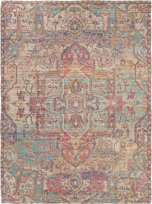 Antique Red and Blue 9' x 12' Chenille Jute Rectangle Area Rug Vintage Distressed Boho All Natural Eco-Friendly Sustainable Carpet for Living Dining Office Dorm Rooms for Sale at Rug Engine