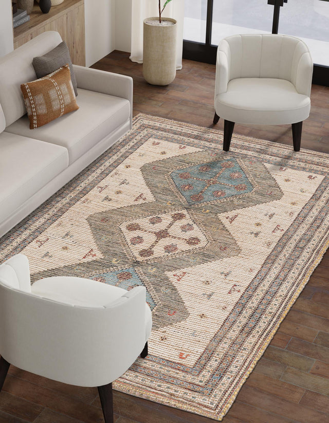 Beige 2' x 3' 1 Chenille Jute Rectangle Area Rug Vintage Distressed Boho All Natural Eco-Friendly Sustainable Carpet for Living Dining Office Dorm Rooms for Sale at Rug Engine
