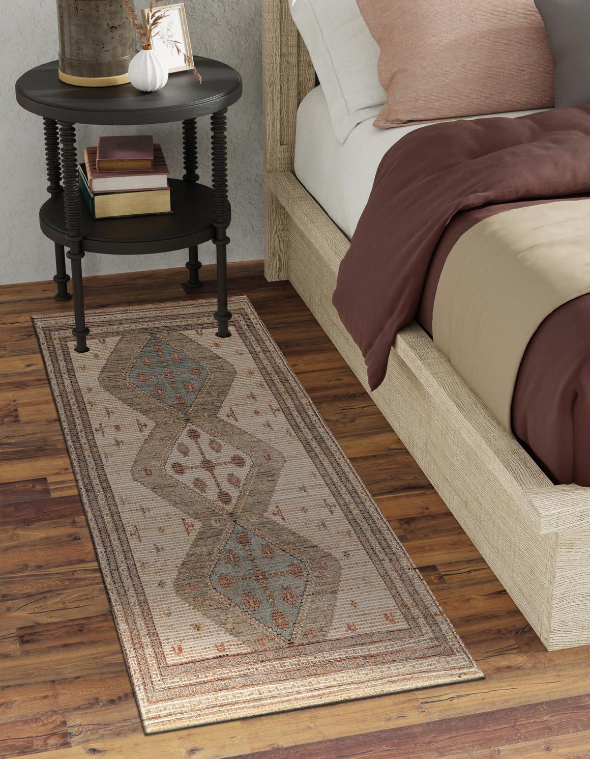 Beige 2' 2 x 8' Chenille Jute Runner Area Rug Vintage Distressed Boho All Natural Eco-Friendly Sustainable Carpet for Living Dining Office Dorm Rooms for Sale at Rug Engine