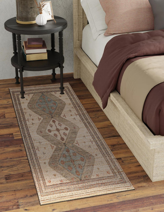 Beige 2' 2 x 8' Chenille Jute Runner Area Rug Vintage Distressed Boho All Natural Eco-Friendly Sustainable Carpet for Living Dining Office Dorm Rooms for Sale at Rug Engine