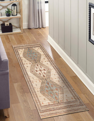 Beige 2' 2 x 6' 1 Chenille Jute Runner Area Rug Vintage Distressed Boho All Natural Eco-Friendly Sustainable Carpet for Living Dining Office Dorm Rooms for Sale at Rug Engine