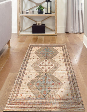 Beige 2' 2 x 6' 1 Chenille Jute Runner Area Rug Vintage Distressed Boho All Natural Eco-Friendly Sustainable Carpet for Living Dining Office Dorm Rooms for Sale at Rug Engine
